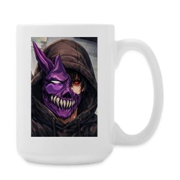 Demon Mask in Hoodie - Large Mug 440 ml - white - Right