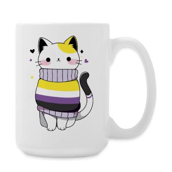 Nonbinär Katze CSD queer pride month LGBT queer - Große Tasse 440 ml - Weiß - Rechts
