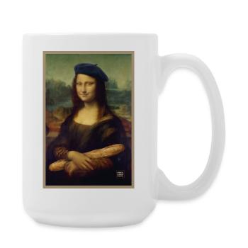 Mona Beret Baguette Portrait French - Large Mug 440 ml - white - Right
