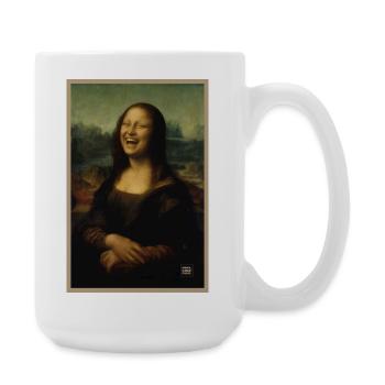 Laughing Mona Lisa Parody LOL - Large Mug 440 ml - white - Right