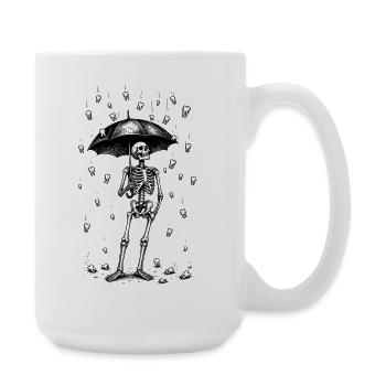 Skeleton in Tooth Rain with Umbrella - Large Mug 440 ml - white - Right