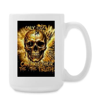 Totenkopf Poster Gold Motivation Spruch - Große Tasse 440 ml - Weiß - Rechts
