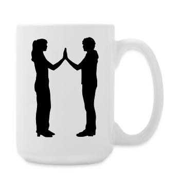 Menschen Gruppe Silhouette Freunde Team Zusammen - Große Tasse 440 ml - Weiß - Rechts