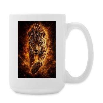 Inferno Leopard Feuer - Große Tasse 440 ml - Weiß - Rechts