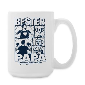 Bester Papa Superheld Design - Große Tasse 440 ml - Weiß - Rechts