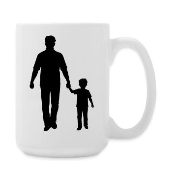 Father Child Silhouette Walking Family Dad Love - Large Mug 440 ml - white - Right