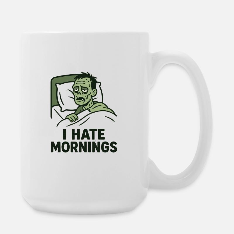 Zombie grognon du matin au lit - Grande tasse 440 ml - blanc