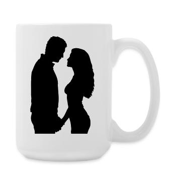 Couple Silhouette Amour Romance Petit ami de la Saint-Valentin - Grande tasse 440 ml - blanc - Droite