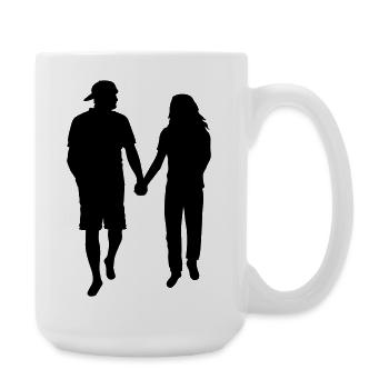 Couple Silhouette Amour Romance Petit ami de la Saint-Valentin - Grande tasse 440 ml - blanc - Droite