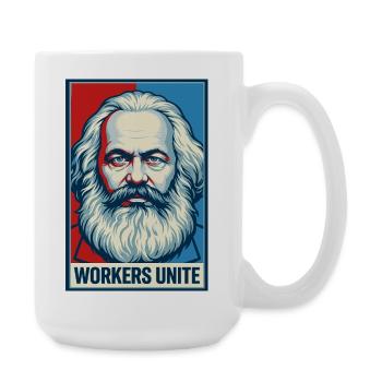 Marx Portrait: Workers Unite Poster - Large Mug 440 ml - white - Right