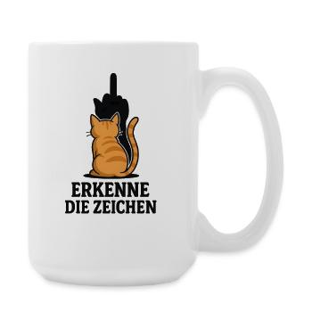 Erkenne die Zeichen Katze Mittelfinger - Große Tasse 440 ml - Weiß - Rechts