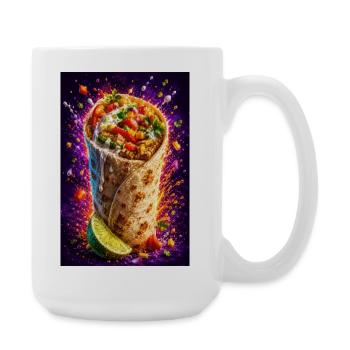 Feurig geladenes Burrito-Fiesta - Große Tasse 440 ml - Weiß - Rechts