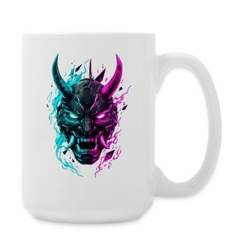 Neon Cyber Oni Mask - Large Mug 440 ml - white - Right
