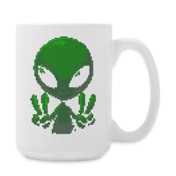Signe de paix extraterrestre Pixel Green - Grande tasse 440 ml - blanc - Droite