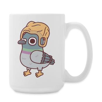 Mème du pigeon drôle avec un chapeau en sac plastique - Grande tasse 440 ml - blanc - Droite