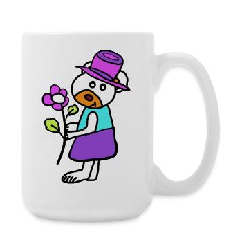 Teddy Teddybär Blume Kinder Muttertag Mama - Große Tasse 440 ml - Weiß - Rechts