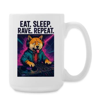 Shiba Inu DJ : Eat Sleep Rave rediffuse les streetwear - Grande tasse 440 ml - blanc - Droite