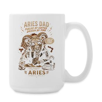 Widder-Papa: Kaffee und Astralfeuer – Tierkreis - Große Tasse 440 ml - Weiß - Rechts