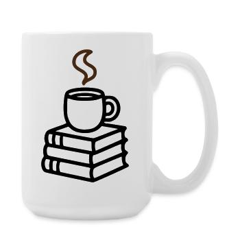 Bücher Kaffeetasse Lesen Buchclub Leseratte - Große Tasse 440 ml - Weiß - Rechts