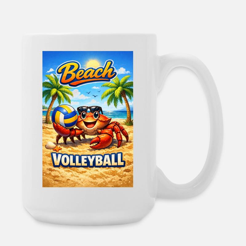 Strandkrabbe Volleyball Sommerdesign - Große Tasse 440 ml - Weiß