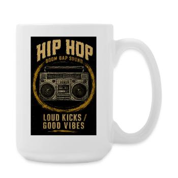 Boombox schlägt Hip-Hop-Vibes - Große Tasse 440 ml - Weiß - Rechts