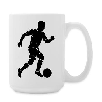 Fussballspieler Silhouette Fussball - Große Tasse 440 ml - Weiß - Rechts