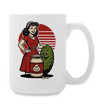 Femme au foyer rétro avec bocal à cornichons - Grande tasse 440 ml - blanc - Droite