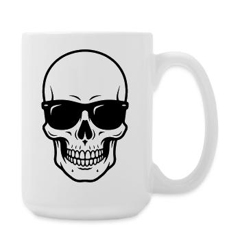 Cool Badass Skull with Sunglasses - Large Mug 440 ml - white - Right