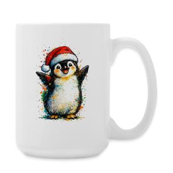 fröhlicher Weihnachtspinguin - Große Tasse 440 ml - Weiß - Rechts