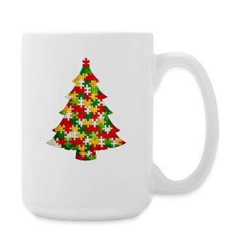 Weihnachtsbaumpuzzle - Große Tasse 440 ml - Weiß - Rechts