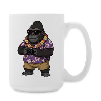 Gorilla Fotograf Hawaii-Look - Große Tasse 440 ml - Weiß - Rechts