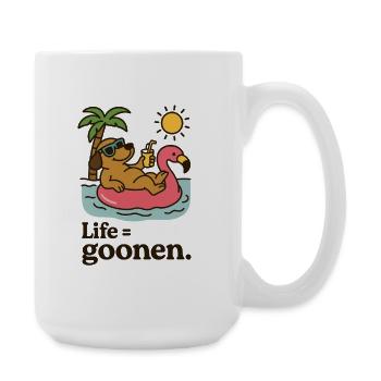 Sunbathing Dog on Flamingo Float - Large Mug 440 ml - white - Right