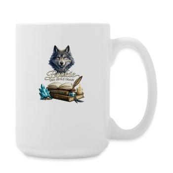 Bücherwolf: Stolz aufs Lesen - Große Tasse 440 ml - Weiß - Rechts