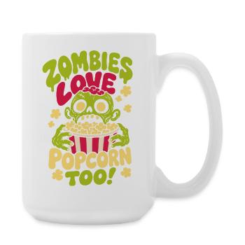 Zombies Love Popcorn Too Horror Design - Large Mug 440 ml - white - Right