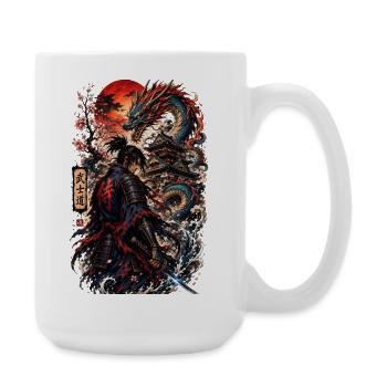 Drachenkrieger am Tsukimi-Schrein - Große Tasse 440 ml - Weiß - Rechts