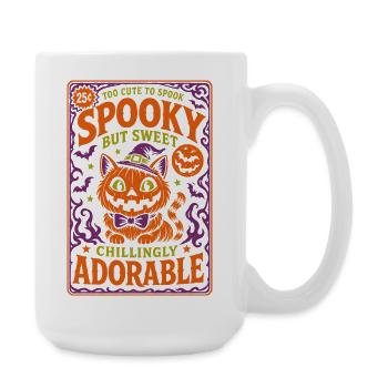 Chat citrouille effrayant mais adorable - Grande tasse 440 ml - blanc - Droite