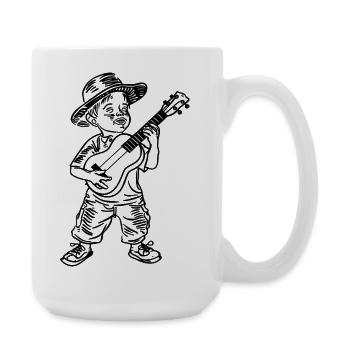 Ukulele Boy Sketch - Large Mug 440 ml - white - Right