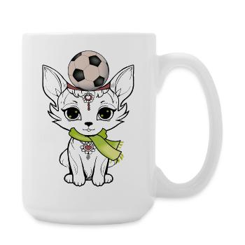 Chat avec le football - Grande tasse 440 ml - blanc - Droite