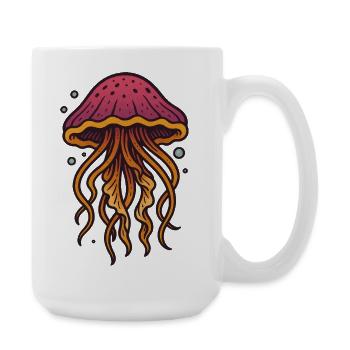 Neon Jellyfish Glow Art - Large Mug 440 ml - white - Right