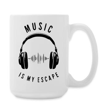 Music is my escape - Headphones & Soundwave - Large Mug 440 ml - white - Right