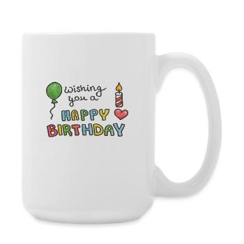 Vœux d’anniversaire colorés en gribouillis - Grande tasse 440 ml - blanc - Droite