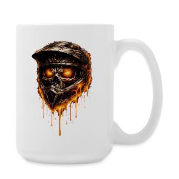 Fire Skeleton Motocross-Helm | Design Badass - Große Tasse 440 ml - Weiß - Rechts