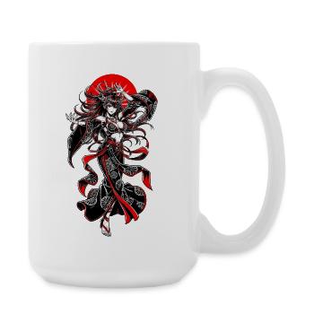 Goddess Akai Manga – Kimono Black Red Sun Japan - Große Tasse 440 ml - Weiß - Rechts