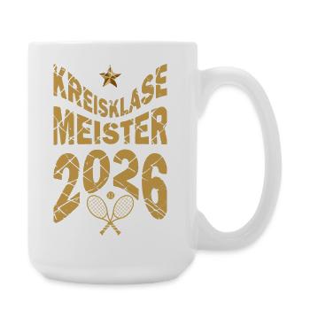 Tennis Meister 2026, Kreisklasse Meistershirt - Große Tasse 440 ml - Weiß - Rechts