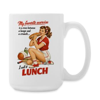 Déjeuner de fitness rétro Pin-Up : design sportif drôle - Grande tasse 440 ml - blanc - Droite