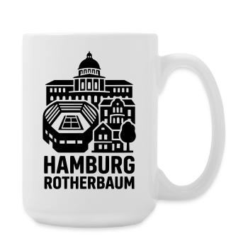 Hamburg Rotherbaum – Tennis & Uni Silhouette - Große Tasse 440 ml - Weiß - Rechts