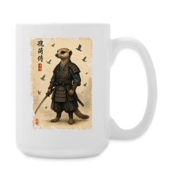 Meerkat Samurai Wüstenkrieger - Große Tasse 440 ml - Weiß - Rechts