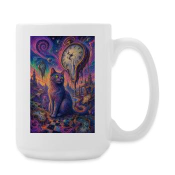 Chat cosmique et horloges fondantes - Grande tasse 440 ml - blanc - Droite