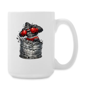 Gorilla boxer out of the barrel - Large Mug 440 ml - white - Right