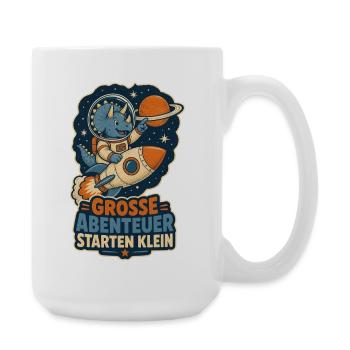 Dino Astronaut – Große Abenteuer starten klein - Große Tasse 440 ml - Weiß - Rechts